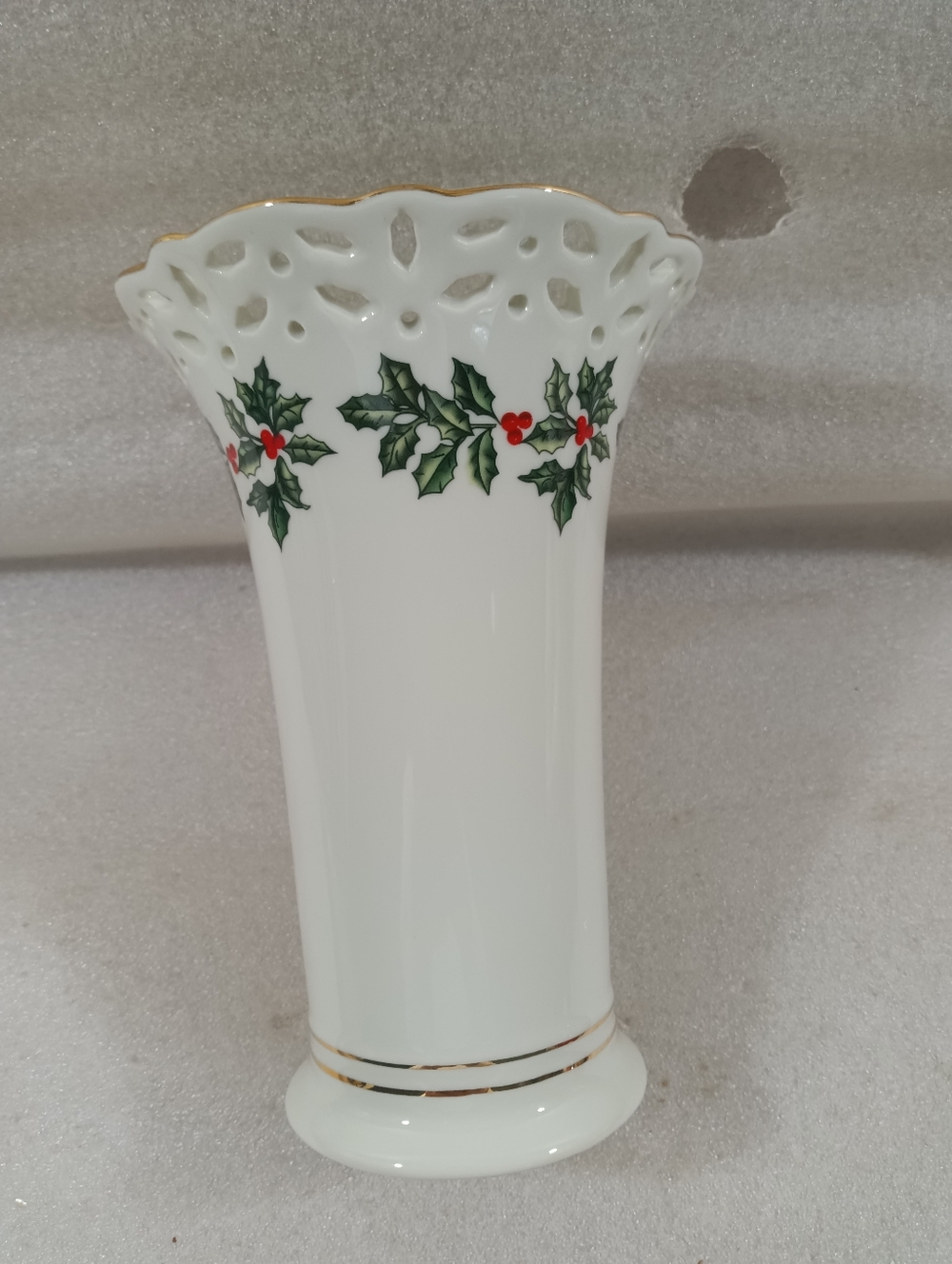 Madison & Max At Home Holly Berry Christmas Vase Gold Trim